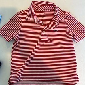 Vineyard Vines Red and White Striped Polo Shirt